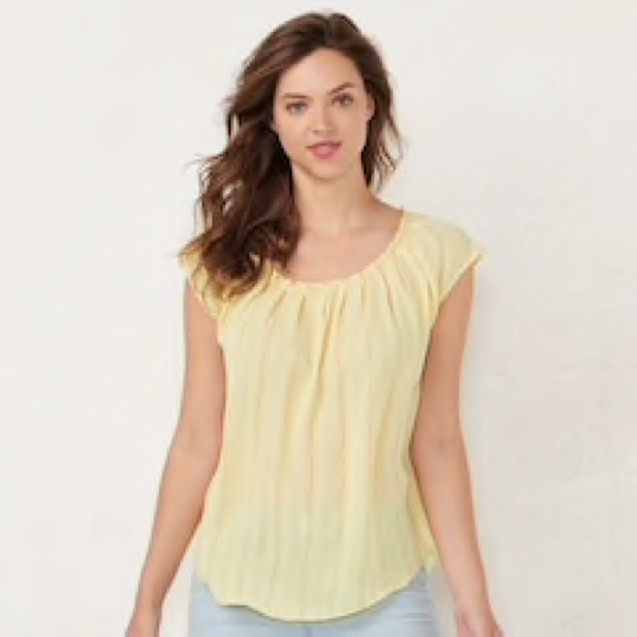 NWT  LC Lauren Conrad Pleat Neck Top - Picture 1 of 7